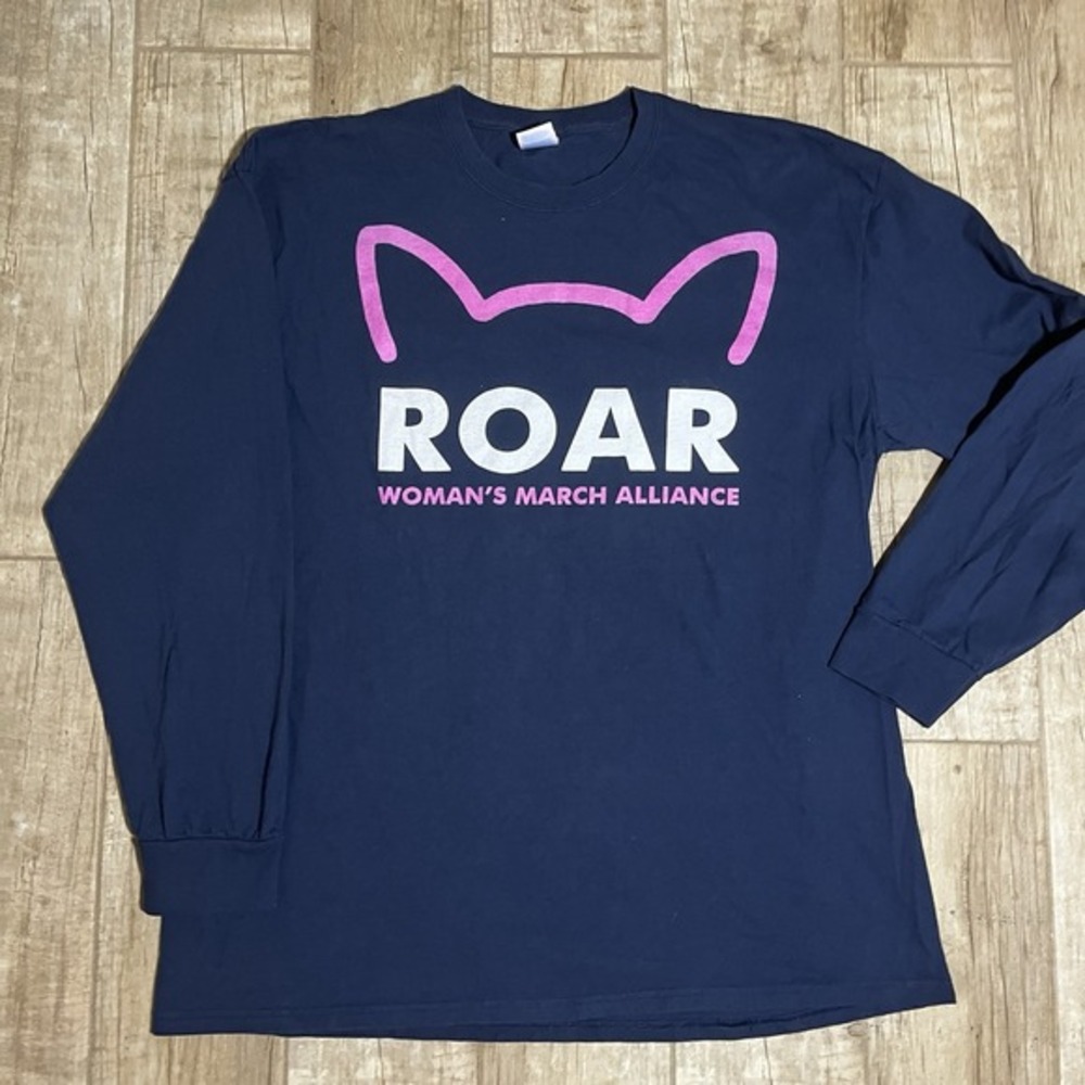 Women's March Alliance 2017 Washington NAVY T-Shirt Long Sleeve 100% Cotton 2XL